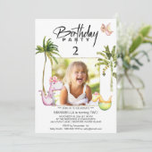 *~* AR21 Dragon Dinosaurier 2 ZWEI Foto Dino Gebur Einladung (Stehend Vorderseite)