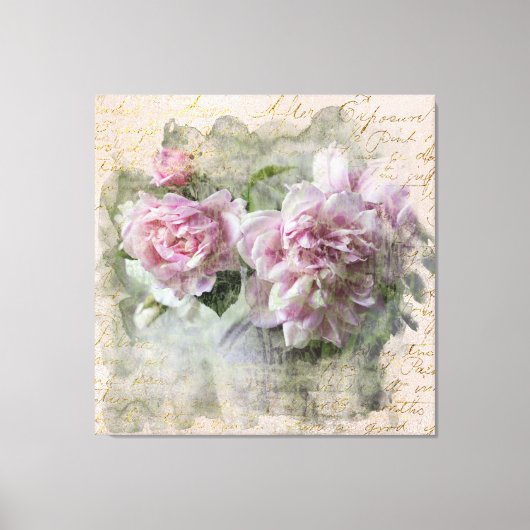 ** AR23 Blumenpeony Handwriting Vintag Viktorianis Leinwanddruck (Vorderseite)