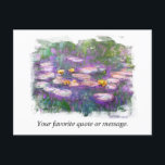** AR23 Monet Lily Pads Pond Frische Pasta machen Postkarte<br><div class="desc">POSTCARD POST CARD ) Klassisches Monet mit abstraktem, weißem Rahmen. Text nach Wunsch personalisieren und anpassen. Energetisch Enhanced Elegant Feminine Romantic Floral Malerei Künstlerische Einzigartige Kreative Moderne und Romantische Vintag. Digital manipuliertes Fine Art Design. (SEARCH AR23 für ähnliche Designs) Das ist ein Shabby Chic , Feminine Girly Design. Dieses Design...</div>