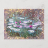 ** AR23 Monet Lily Pads Pond Glitzer Postkarte (Vorderseite)