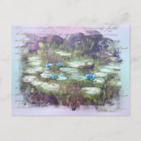 ** AR23 Monet Lily Pads Pond Old Gold Handwriting