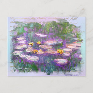 ** AR23 Monet Lily Pads Pond Old Handwriting Postc Postkarte