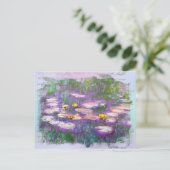** AR23 Monet Lily Pads Pond Old Handwriting Postc Postkarte (Stehend Vorderseite)