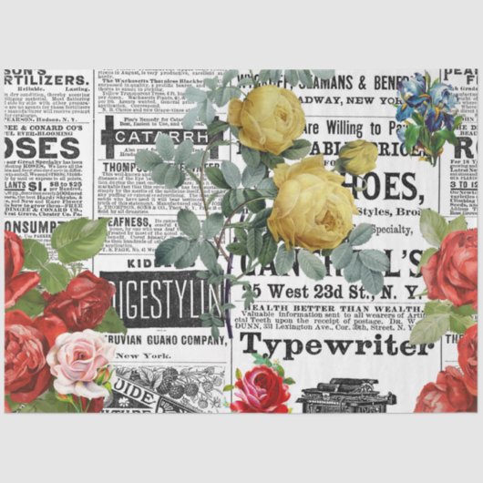 * AR23 Rose Blumenkohl-Blume Vintag Dekoupage Seidenpapier (Vorderseite)