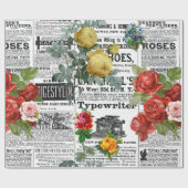 * AR23 Rose Blumenkohl-Blume Vintag Newsprint Geschenkpapier (Flach)