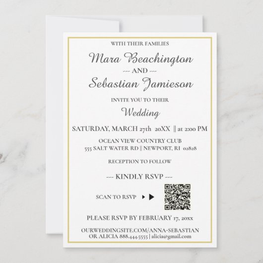 * AR26 Cosmos Blume Monogramm QR UAWG Wedding Einladung (Rückseite)