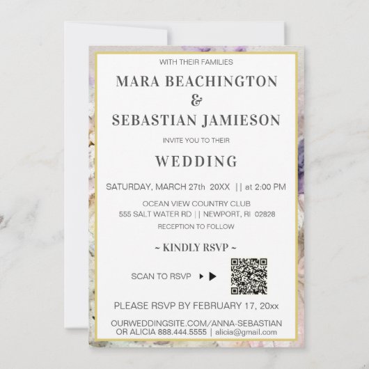 *~ AR26 Country Initials Bouquet UAWG QR Hochzeit Einladung (Rückseite)