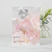 *~* AR26 Peach Rose QR Vintages UAWG Hochzeit Einladung (Stehend Vorderseite)