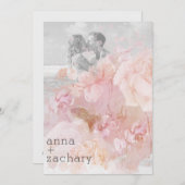 *~* AR26 Peach Rose QR Vintages UAWG Hochzeit Einladung (Vorne/Hinten)