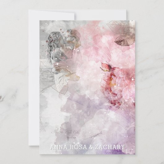 *~* AR26 Pink QR Viktorianisches UAWG Hochzeit Einladung (Vorderseite)