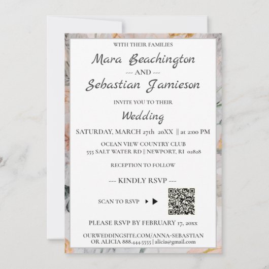 *~ AR26 Romance Blume QR UAWG Viktorianisch Hochze Einladung (Rückseite)