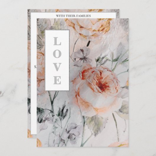 *~ AR26 Romance Blume QR UAWG Viktorianisch Hochze Einladung (Vorne/Hinten)