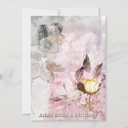 *~* AR26 Rosa 12 QR Viktorianisches UAWG Hochzeit Einladung (Vorderseite)