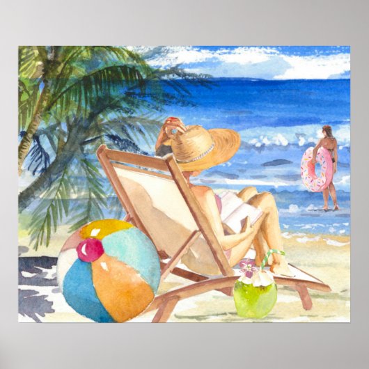 *~* AR29 Girls Women Palm Tropical Exotic Beach Poster (Vorne)