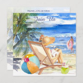 *~* AR29 Sea Sand Sun Beach Woman JEDE VERANSTALTU Einladung (Vorne/Hinten)