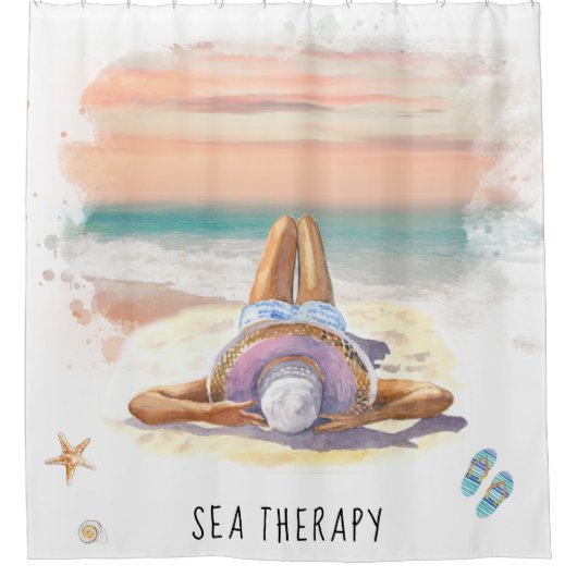 *~* AR29 Sea Therapy Beach Sun Set Frau Duschvorhang (Vorderseite)