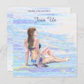 *~* AR29 Woman Beach Generic DIY JEDES EVENT Party Einladung (Vorne/Hinten)