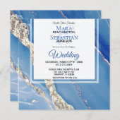 *~* AR66 Goldpulver BLue Agate UAWG QR Hochzeit Einladung (Vorne/Hinten)