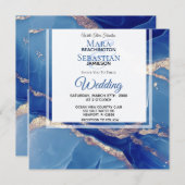 *~* AR66 Pulver BLue Gold Agate UAWG QR Hochzeit Einladung (Vorne/Hinten)