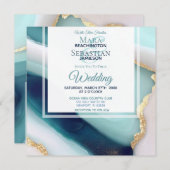 ~ AR66 QR UAWG Agate Marble Gold Wedding Einladung (Vorne/Hinten)