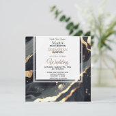 *~* AR66 UAWG Black Gold Agate QR Hochzeit Einladung (Stehend Vorderseite)