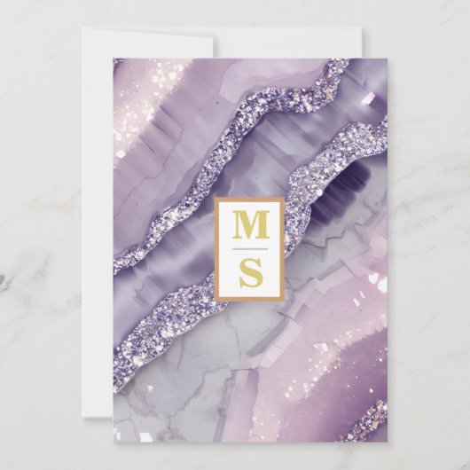 *~ AR66 UAWG LAVENDER Silver QR Initials Wedding Einladung (Vorderseite)