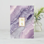 *~ AR66 UAWG LAVENDER Silver QR Initials Wedding Einladung (Stehend Vorderseite)