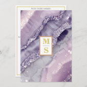 *~ AR66 UAWG LAVENDER Silver QR Initials Wedding Einladung (Vorne/Hinten)