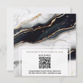 *~* AR66 White Black Gold Agate UAWG QR Hochzeit Einladung (Rückseite)