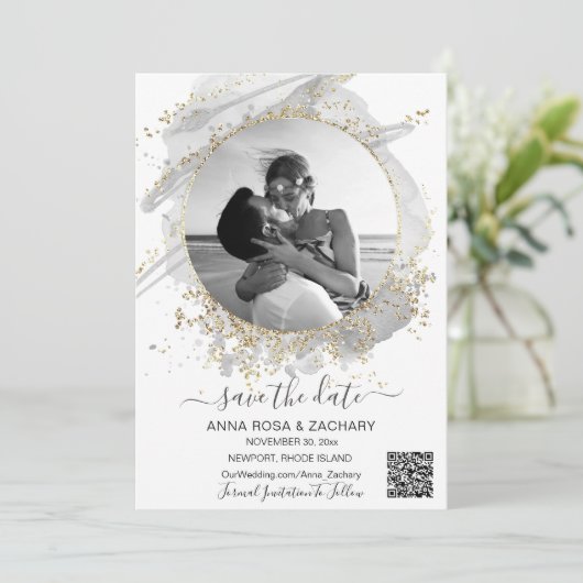 *~* AR6 Foto QR WEDD SPEICHERN SIE DIE DATUM-Websi Einladung (Stehend Vorderseite)