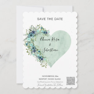 *~* AR6 Herzflora Aqua QR WEDD SPEICHERN Einladung