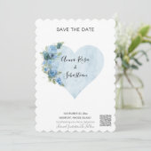 *~* AR6 QR Blaue Rose Herzschlag SPEICHERN Einladung (Stehend Vorderseite)