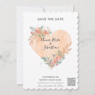 *~* AR6 QR WEDD Blumenherz Save the Date Einladung