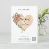 *~* AR6 QR WEDD Rose Save the Date Herz Einladung (Stehend Vorderseite)