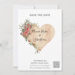 *~* AR6 QR WEDD Rose Save the Date Herz Einladung