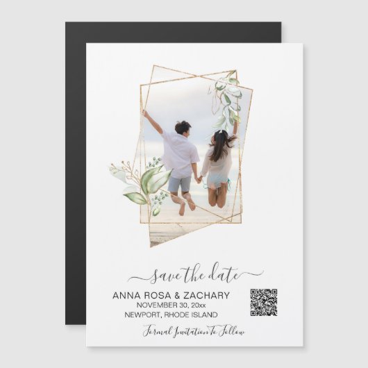 *~* AR6 WEDD SPEICHERN QR Gold - Website Magneteinladung (Vorne/Hinten)