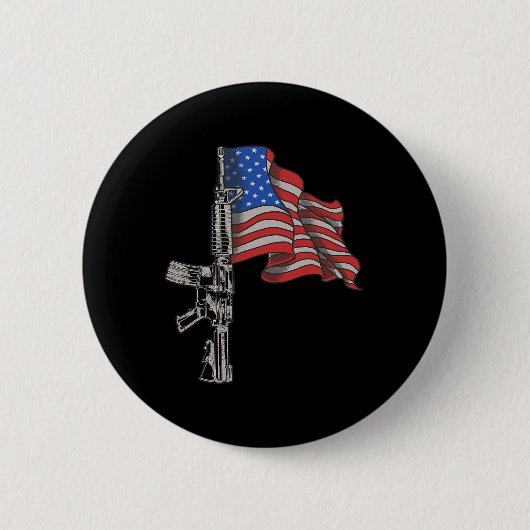 Ar-15 Ault Gewehr USA-Flagge Waffe - Abgenutztes A Button (Vorderseite)