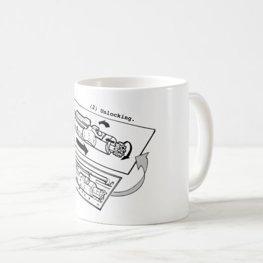 AR 15 BCG Diagramm-Kaffee-Tasse entriegelnd Kaffeetasse (VorderseiteRechts)