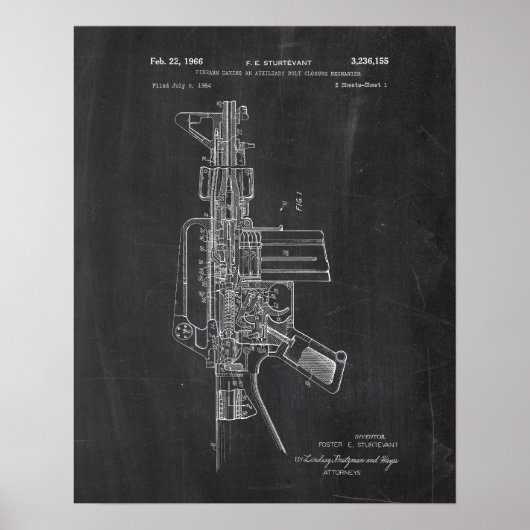 Ar-15 Gun Pistol Patent Poster (Vorne)