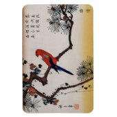 Ara auf Kiefernzweig, Hiroshige Magnet (Vertikal)