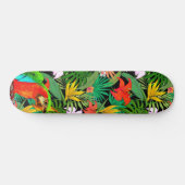 Ara & mehrfarbige Blumen Skateboard (Horizontal)