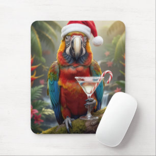 Ara mit Weihnachtsmannmütze Mousepad