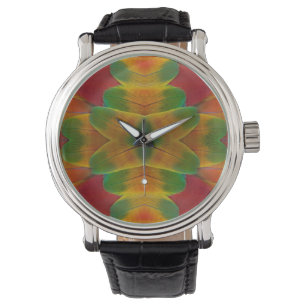 Ara-Papageienfeder-Kaleidoskop Armbanduhr