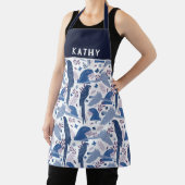 Ara Parrot Blau Pink tropisches Leaf Muster Name Schürze (InSitu)