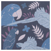 Ara Parrot Blau Rosa tropisches Muster Stoff (Nahaufnahme)