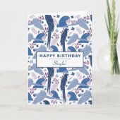 Ara Parrot Blaues tropisches Verlass Muster Geburt Karte (Vorderseite)