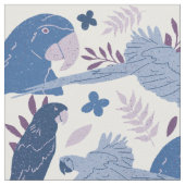 Ara Parrot Blaurosa tropisches Muster Stoff (Nahaufnahme)