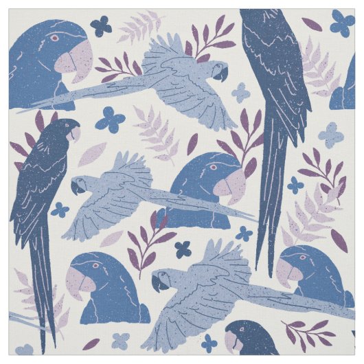 Ara Parrot Blaurosa tropisches Muster Stoff (Muster)