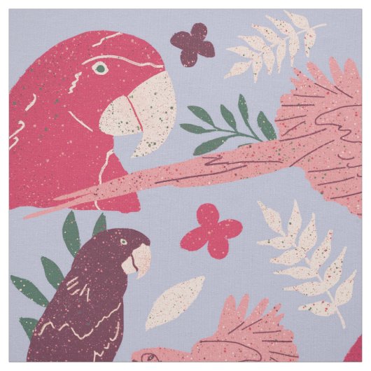 Ara Parrot Pink Burgund tropisches Leaf Muster Stoff (Muster)