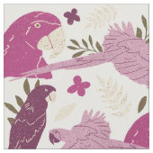 Ara Parrot Pink tropisches Leaf Muster Stoff (Nahaufnahme)